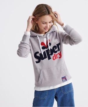 Superdry Embroidered Classic Leaf Női Kapucnis Pulóver Szürke | QEJDK6492